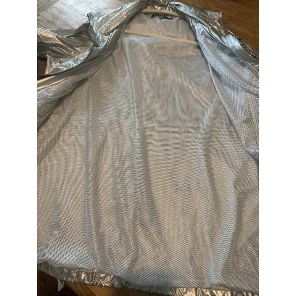 Lauren Ralph Lauren Metallic Silver Hooded Jacket Full Zip Windbreaker Sz 1X - Picture 6 of 12